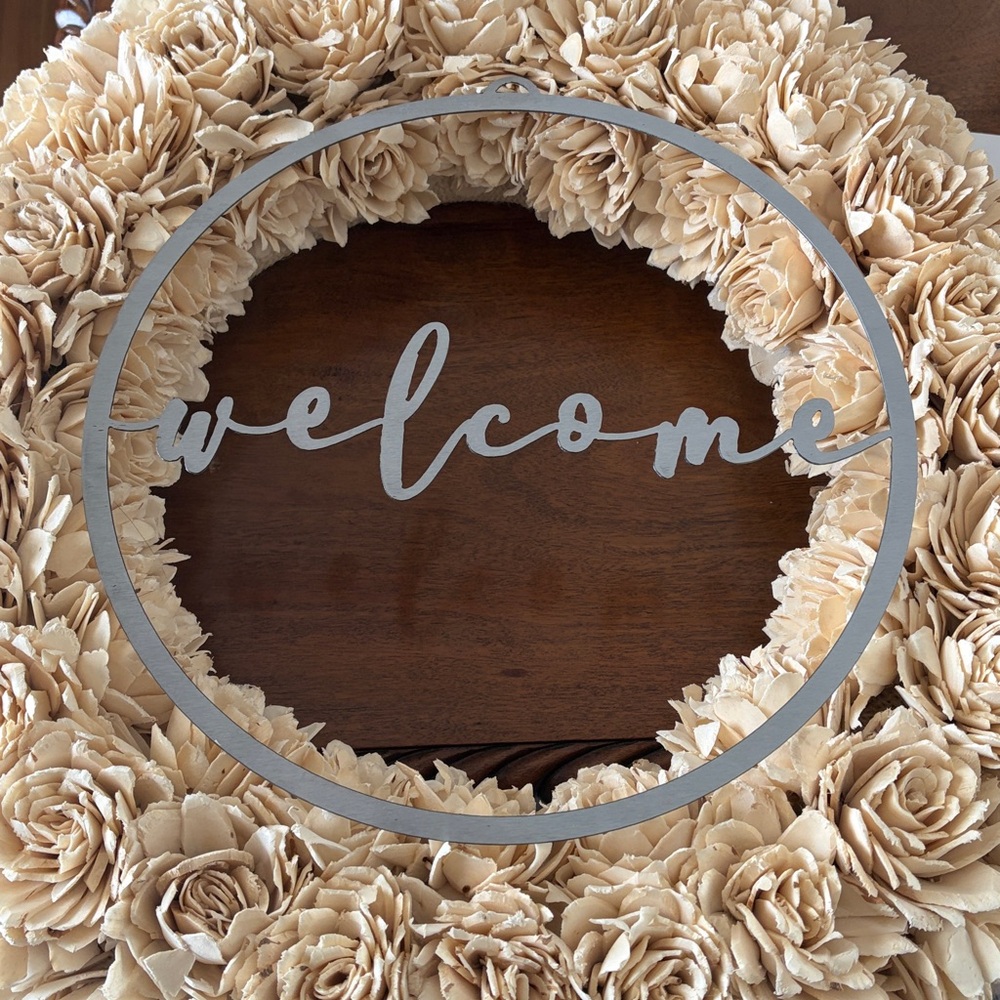 Wreath Welcome script Sign insert 11.5 NEW - Picture 4 of 4